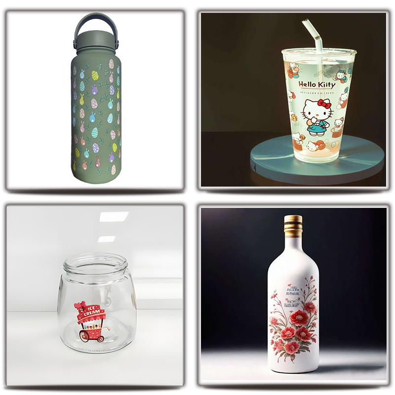 stainless steel bottle, plastic cup, glass bottle, wine bottle by cylinder UV printer